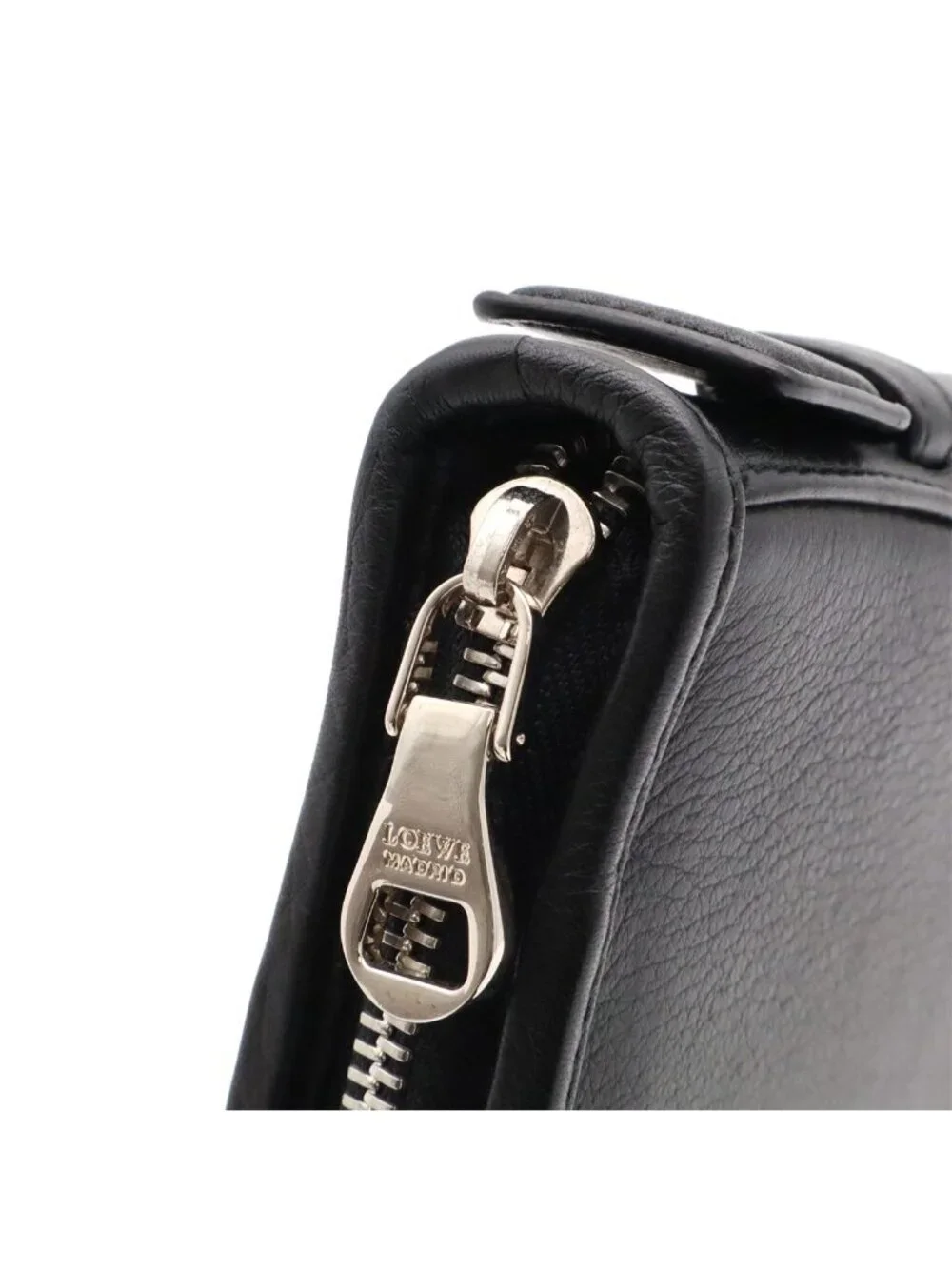 Loewe Anagram Clutch Zip Around Wallet Leather Black Silver